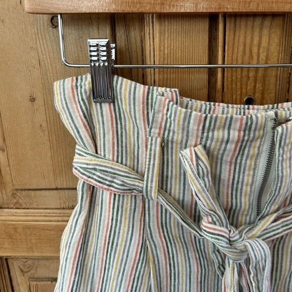 Olivaceous Small Colorful Striped Shorts Paperbag Mom High Waisted Front Zip‎ - Picture 2 of 9